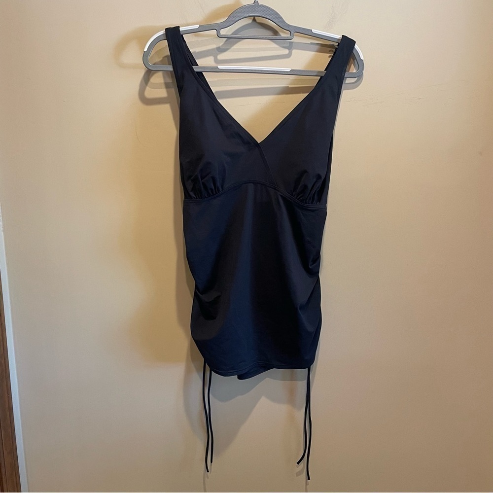 Lands End Womens Black Casual Tankini Top Size 18